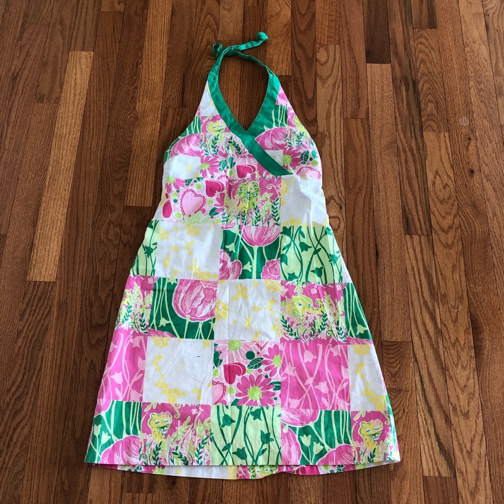 16 Lilly Pulitzer Halter Dress Fit Flare Springtime Slices